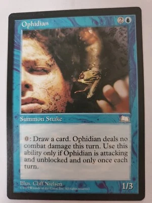 MTG Magic The Gathering Card Ophidian Summon Snake Blue Weatherlight 1997 - Image 1 of 2