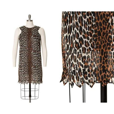 Camisola vintage década de 1960 década de 1970 VANITY FAIR camisola leopardo animal estampa mulher das cavernas - Imagem 1 de 4