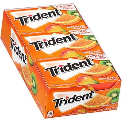 Trident Sugar Free Tropical Twist 14 Ct Gum - Pack of 12