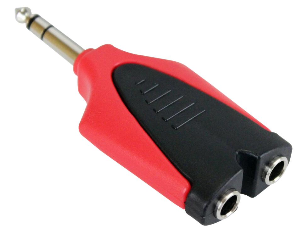 5 PACK Adapter 1/4'' (6.3mm) Stereo Plug to Dual 1/4'' (6.3mm) Stereo Jack - Image 1 of 1