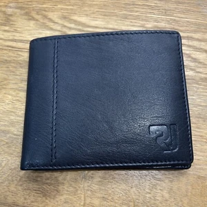 Relay Jeans Hombre Cuero Negro Doble Plegable Cartera con Bolsillo Monedero - Imagen 1 de 9