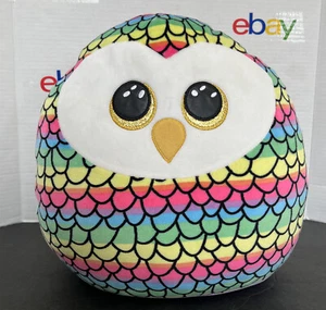 TY OWEN the Owl Squish-A-Boos Pillow - Super Soft Stuffed Toy -12” Rainbow-soft - Picture 1 of 5