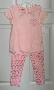 Wonder Kids 2-Piece Set Short Sleeve Hearts Peach & Pink Top & Leggings 5T NWT - Picture 1 of 2