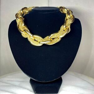 Kenneth Jay Lane KJL Couture 22K Gold Pltd Mega Chain Gate Link Choker Necklace