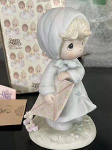 1987 MARCH Precious Moments Porcelain Figurine Enesco, 110019, w/ Box - Picture 1 of 9