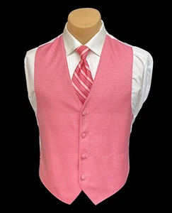 Men's Jean Yves Sterling Strawberry Pink Tuxedo Vest with Long Tie Size Medium M - Picture 1 of 4