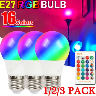 E27 RGBW LED Light Bulb 16 Color Changing Light Bulb Dimmable Party Blub +Remote - Image 1 of 4