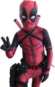 Kids Deadpool Bodysuit Boys Jumpsuit Halloween Cosplay Costume Accessories Gift - Picture 1 of 14