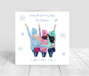 Personalisierte Weihnachtskarte Beste Freundin | Handarbeit Weihnachtskarte für Schwester oder Besti - Bild 1 von 10