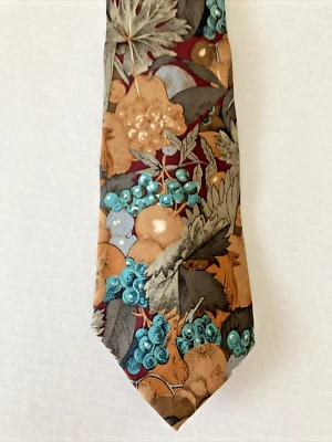 Pierre Cardin Vintage Men's Necktie Tie Silk Fruits and Flowers Autumn Made USA - Image 1 of 4