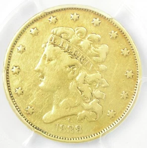 1838-C Classic Gold Half Eagle Charlotte $5 Coin - Certified PCGS VF Details - Picture 1 of 6
