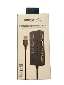 4-Port USB 2.0 Hub Multiplier With Individual Power Switches And LEDs Laptop PC - Picture 1 of 3