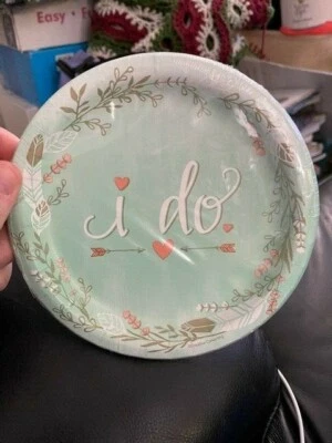 Mint to Be 6-7/8" 8 Pack I do Paper Plate Bridal Shower Wedding Decoration New!! - Image 1 of 2
