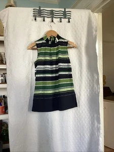 Next Blue/Green Stripe Beaded Sleeveless Blouse Size 6 - Picture 1 of 9