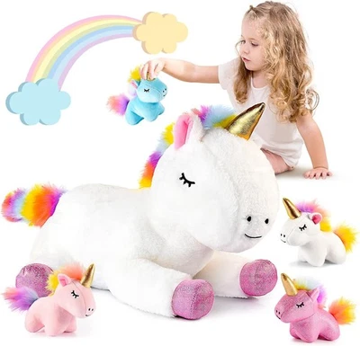 EUCOCO Einhorn Kuscheltier, Einhorn für Mädchen 2 3 4 5 Jahre Spielzeug ab 3-6 Jahre M