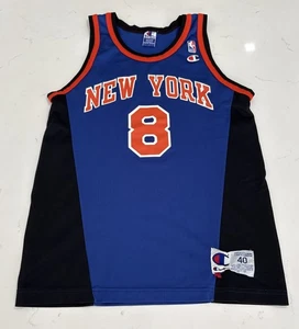 Vintage New York Knicks Latrell Sprewell # 8 Blue Jersey Champion Men's Size M - Picture 1 of 9