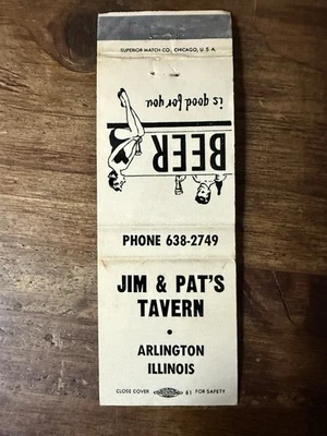 Cubierta de libro de cerillas vintage D1006 Jim & Pat’s Tavern Arlington Illinois Foto 1 de 2