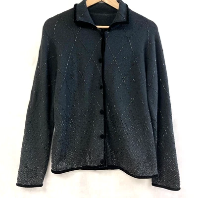 VTG Marisa Christina Cardigan Sweater Womens Medium Lambswool Angora Beaded Glam - Image 1 of 4