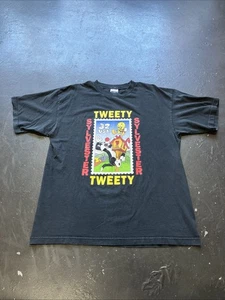 Vintage 90s Sylvester Tweety Looney Tunes USPS Stamp Collection Shirt Black XL - Picture 1 of 10