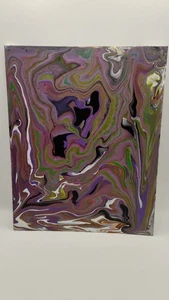 Original Painting 8x10 Abstract Acrylic Fluid Art on Canvas Board swirl multi - Picture 1 of 8