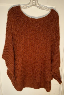 Wooden Ships Cable Knit Poncho Mohair Wool Sweater Brown Size M/L - Image 1 of 4