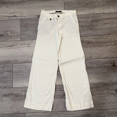 Pantalones para mujer Anthropologie Level 99 blanco roto marfil talla 26 pierna ancha mezcla de lino Foto 1 de 4
