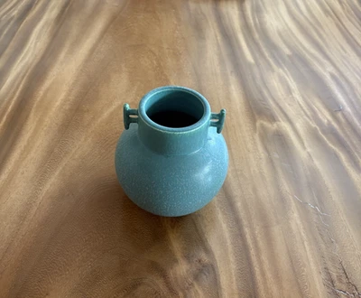 Ephraim Faience 2004 Hand Made Pottery Turquoise Ceramic Vase Signed - Image 1 of 3