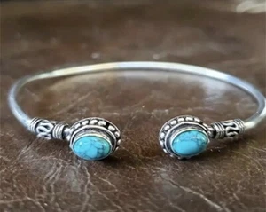 Silver And Turquoise Bangle - Crystal Jewellery - Picture 1 of 3