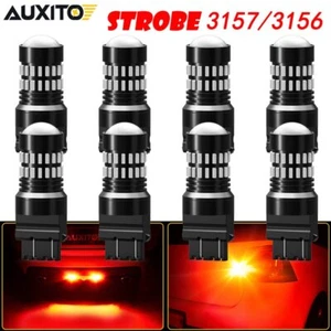 8x 3157 Red LED Strobe Flashing Blinking Brake Tail Stop Light Parking Bulbs HUS - Picture 1 of 12