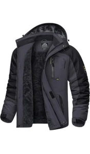 KEFITED MEN'S WATERPROOF FLEECE JACKETS WINTER WARM SKI RAINCOATS OUTDOOR COATS - Picture 1 of 7