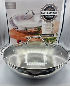Farberware 12" Covered Everything Pan Millennium Stainless Heavy Gauge New Box - Picture 1 of 9