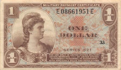 USA / MPC  $1  1952  Series  521  Plate # 33  Circulated Banknote Mtop - Image 1 of 2