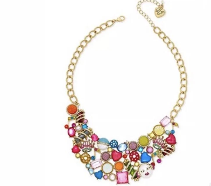 Betsey Johnson XOX Trolls Bib Charm Necklace Tt3