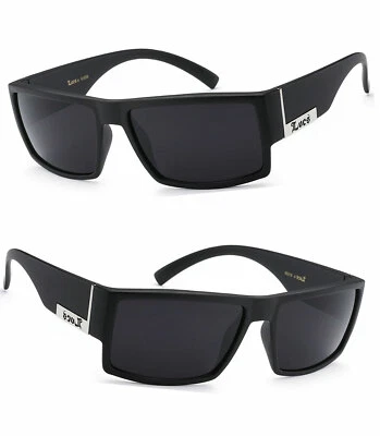 LOCS FLAT TOP BIKER GLASSES MEN DARK LENS LARGE GANGSTER BLACK OG SUNGLASSES UV - Image 1 of 4