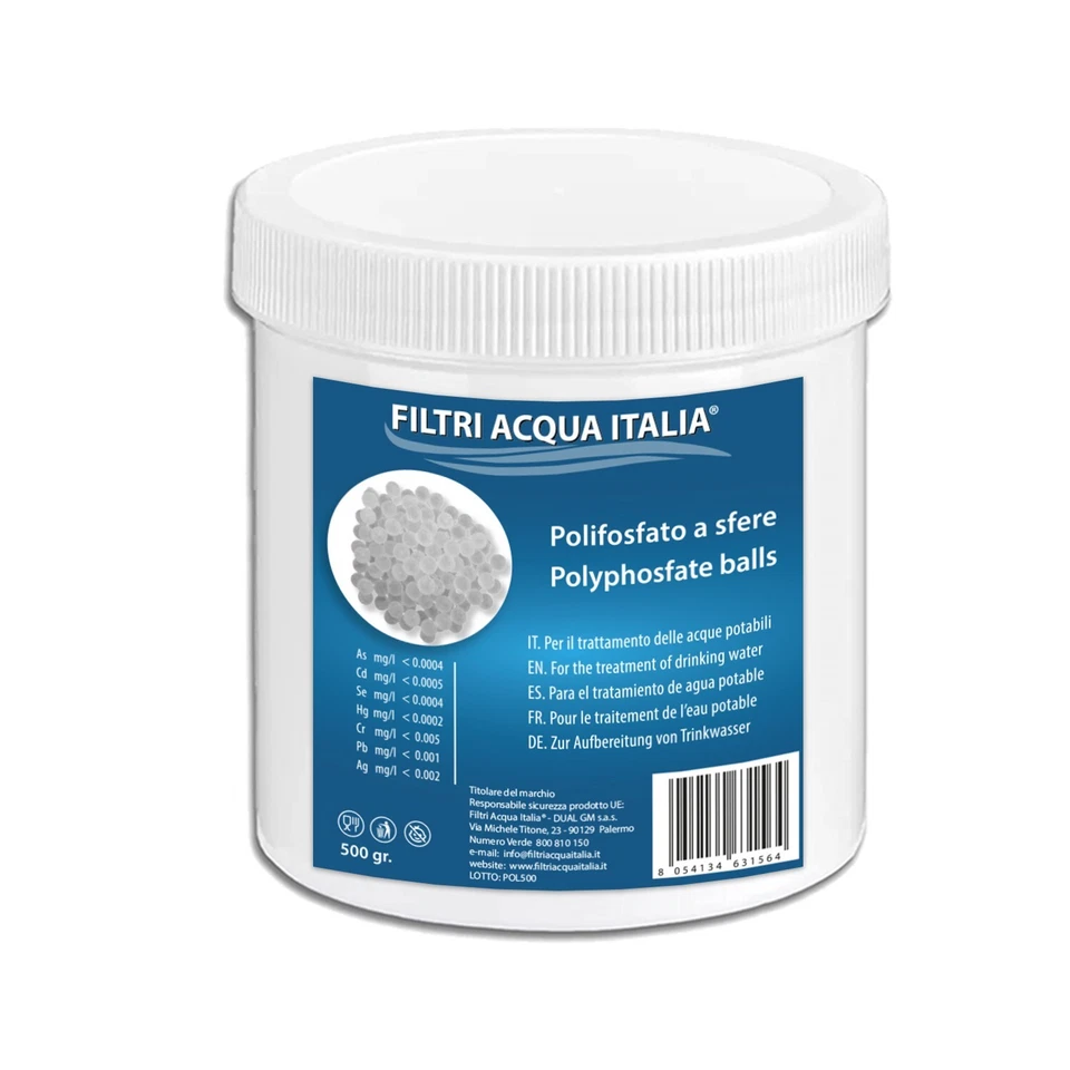 FILTRI ACQUA ITALIA Polifosfato a Sfere Ricarica 500 gr. per Filtro Anticalcare
