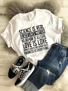 Protest T Shirt Baumwolle weiß Menschenrechte T Shirt - Bild 1 von 1