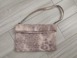 Kate Landry Taupe Leather Animal Print Foldover Shoulder Handbag. Size 10.5x12 - Picture 1 of 8