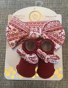 LITTLE ME-SIZE 0-12 MONTHS HEADBAND AND SOCKS GIRLS FOR CHRISTMAS - Picture 1 of 4