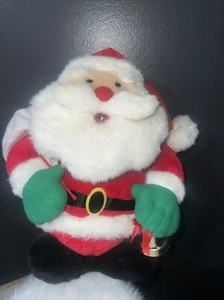 MÜTZE musikalischer Weihnachtsmann mit Geschenktüte Weihnachten Plüsch, 12 Zoll Nase leuchtet Vintage funktioniert - Bild 1 von 4