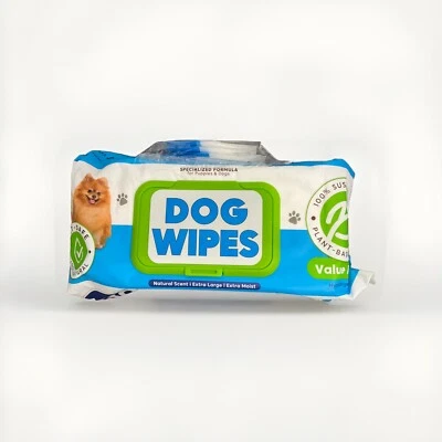 DuraCleanse 130 Dog Wipes Jumbo Size 8x8 Hypoallergic Plant Based, Free Ship