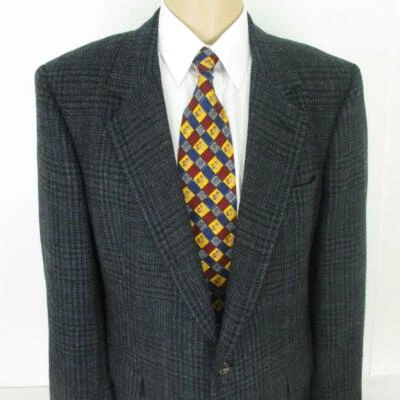 42 L Barrister 复古灰色多色羊毛粗花呢男式夹克运动外套西装外套完好 — 第 1/4 张图片