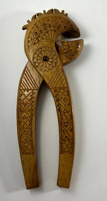 Vintage Wooden Nutcracker Carved Wood Engraved Plier Style Intricate Nut Cracker - Image 1 of 4