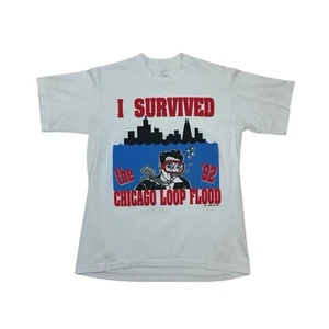 Vintage 90’s Chicago I Survived Loop Flood T Shirt Single Stitch Adult Sz Large - Picture 1 of 12