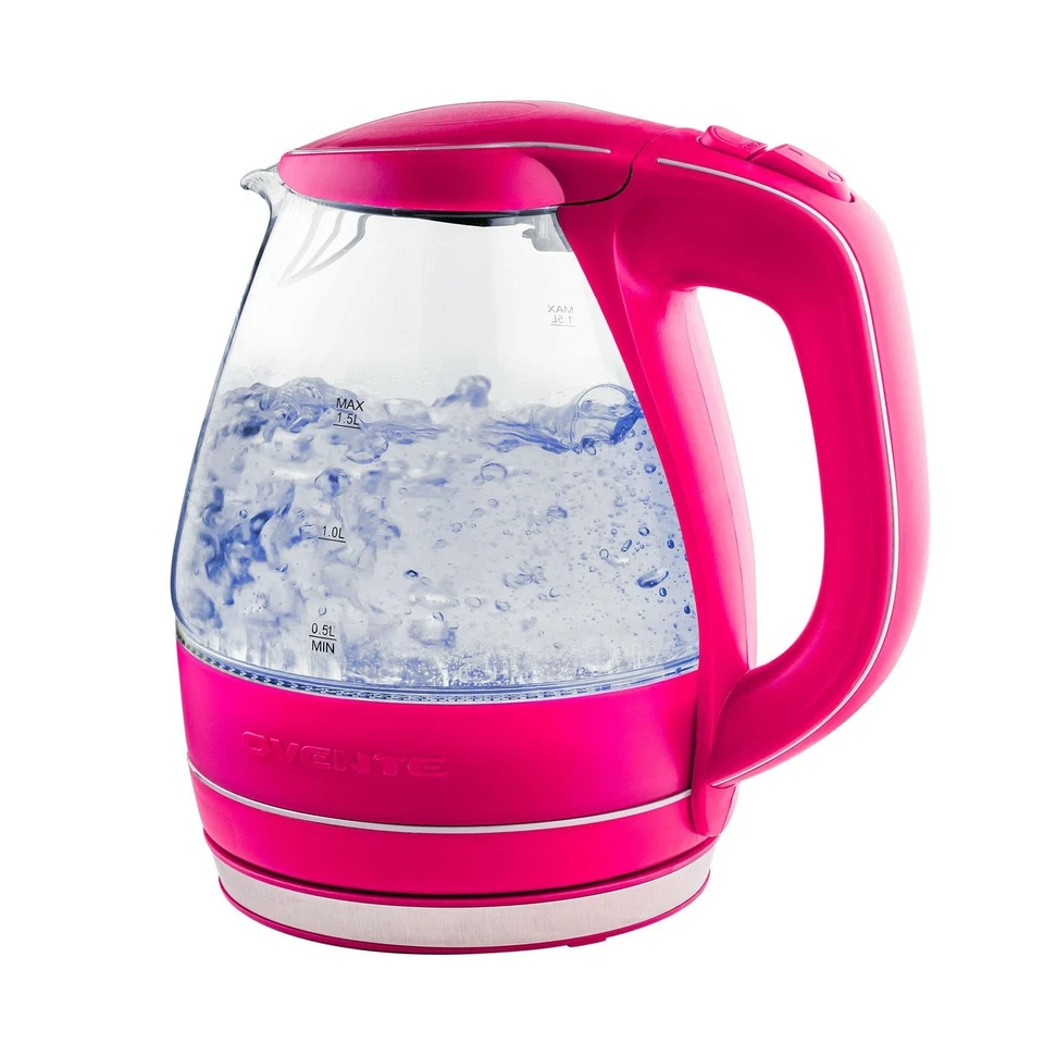 Hervidor de agua eléctrico portátil de vidrio 1,5 L luz LED azul caldera de calentamiento rápido sin BPA Foto 1 de 4