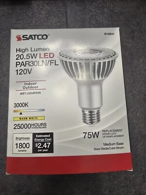Satco 20.5w PAR30LN High Lumen LED Long Neck 4000K Medium base 120 Volt - Image 1 of 4