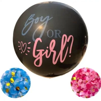 Globo grande 36" Baby Gender Reveal con confeti rosa y azul Foto 1 de 4