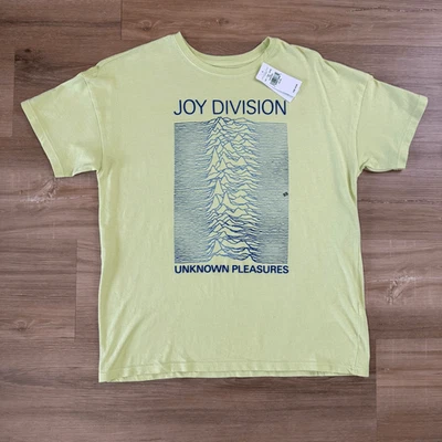 American Eagle Joy Division Unknown Pleasures Yellow Green Band T Shirt XS New - Image 1 of 4