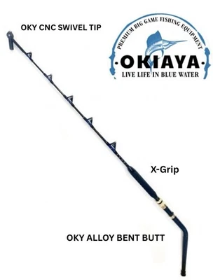 OKIAYA 50-80lb Blueline Saltwater Trolling Fishing Rod Bent Butt Swivel Tip 6’ - Image 1 of 4