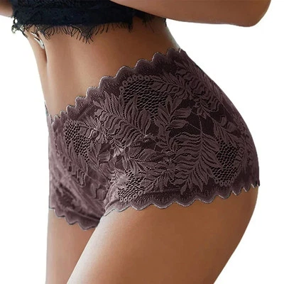 Bragas de malla floral de encaje para mujer talla grande cintura alta calzoncillos suaves paquete de 5XL Foto 1 de 4