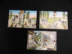Lot of 3 Vintage Postcards Cheeky Donkey Cat Dog Rooster Bremen Germany - Picture 1 of 2